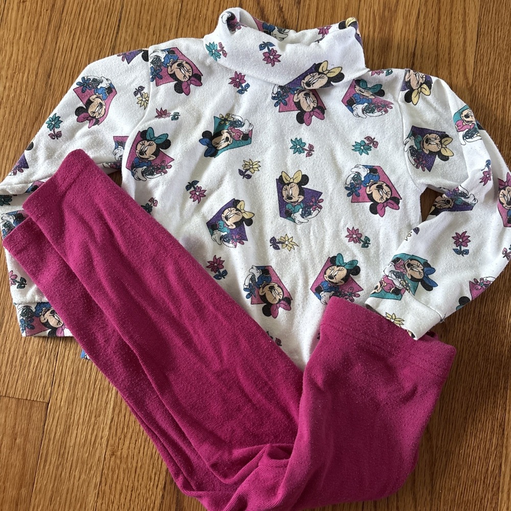 Vintage 1994 Mickeys Stuff 4T Top Turtleneck USA MADE Minnie Mouse AOP